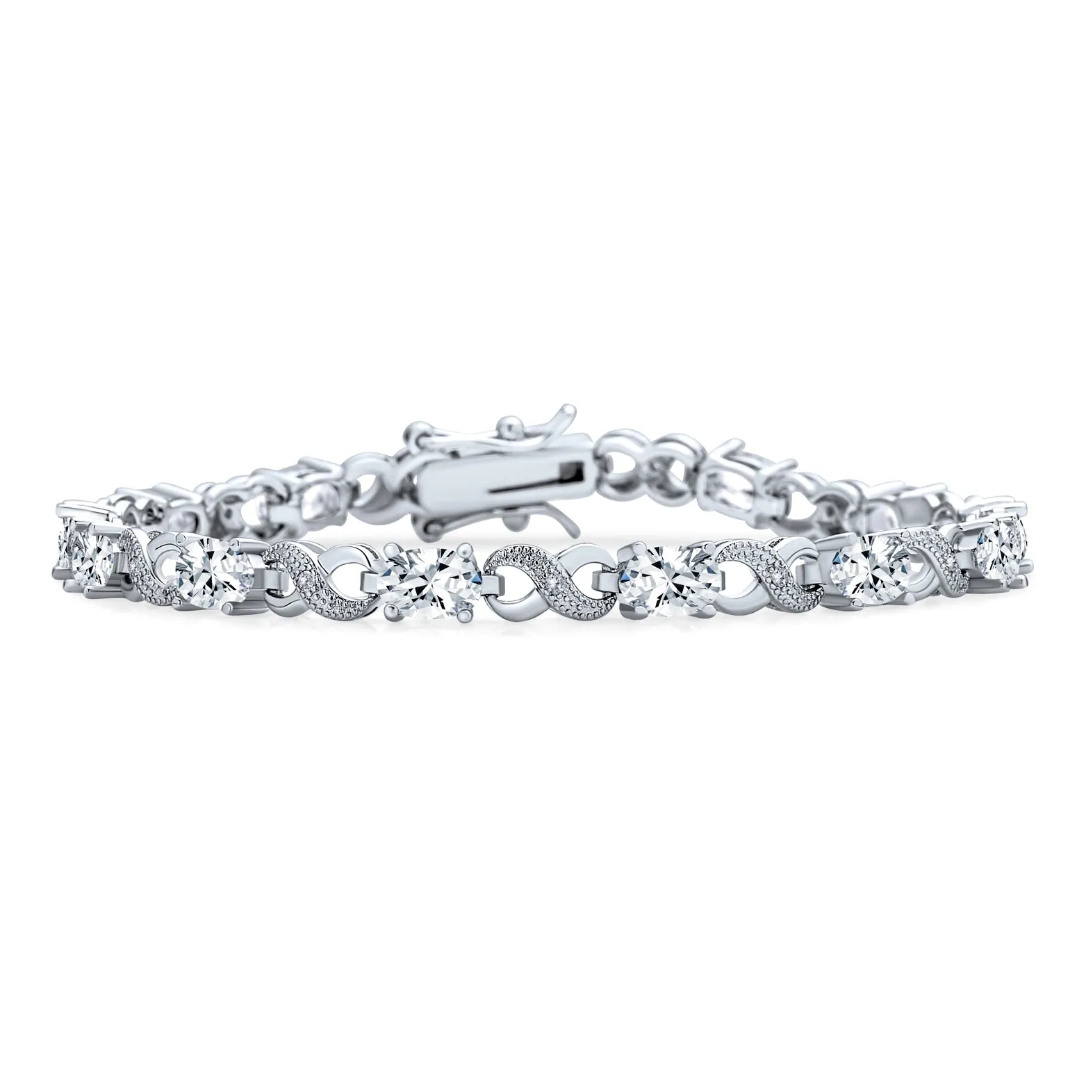 Green Red Oval CZ Tennis Bracelet in Silver Plated Finish