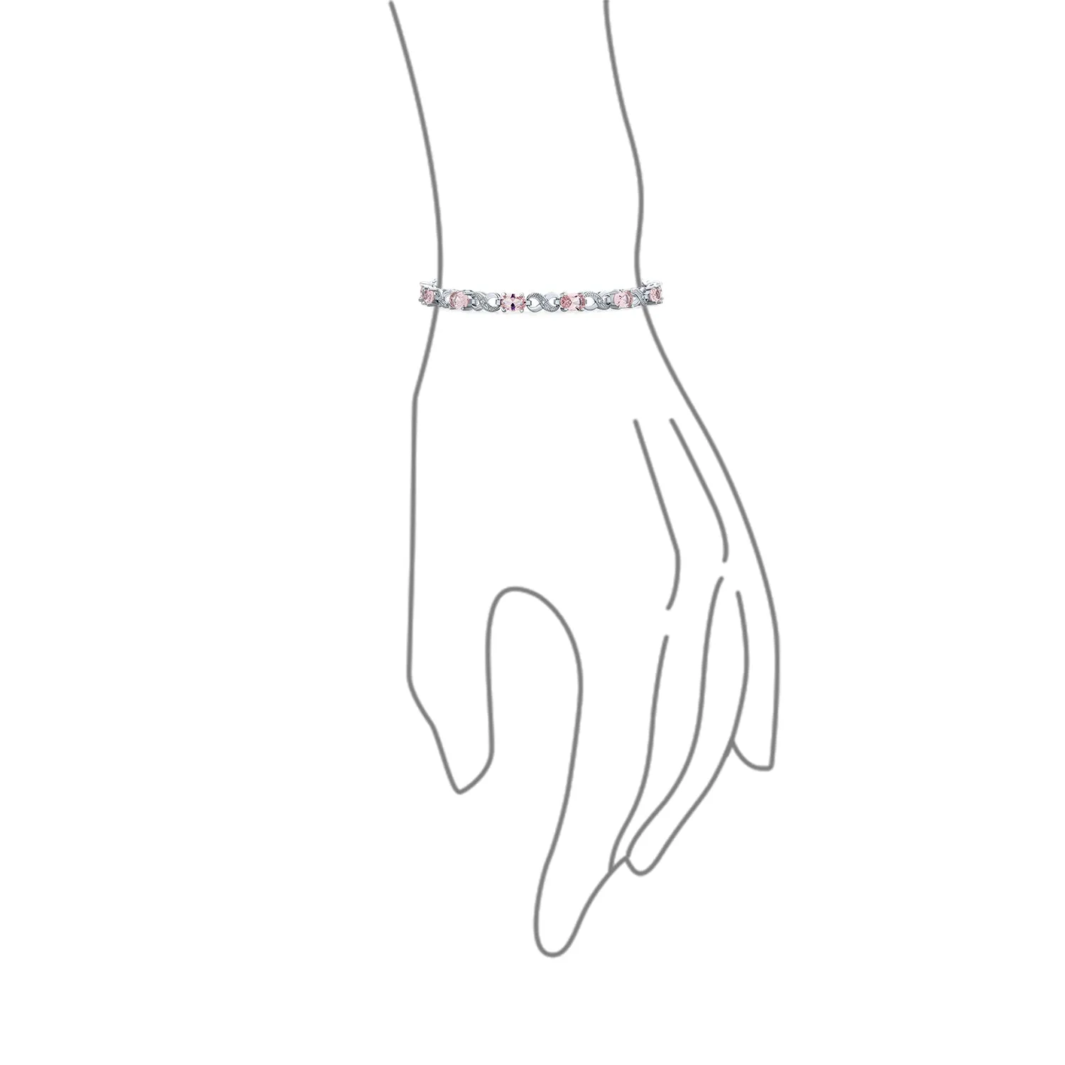Green Red Oval CZ Tennis Bracelet in Silver Plated Finish