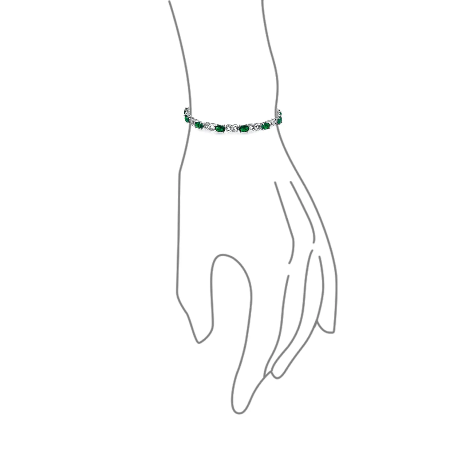 Green Red Oval CZ Tennis Bracelet in Silver Plated Finish
