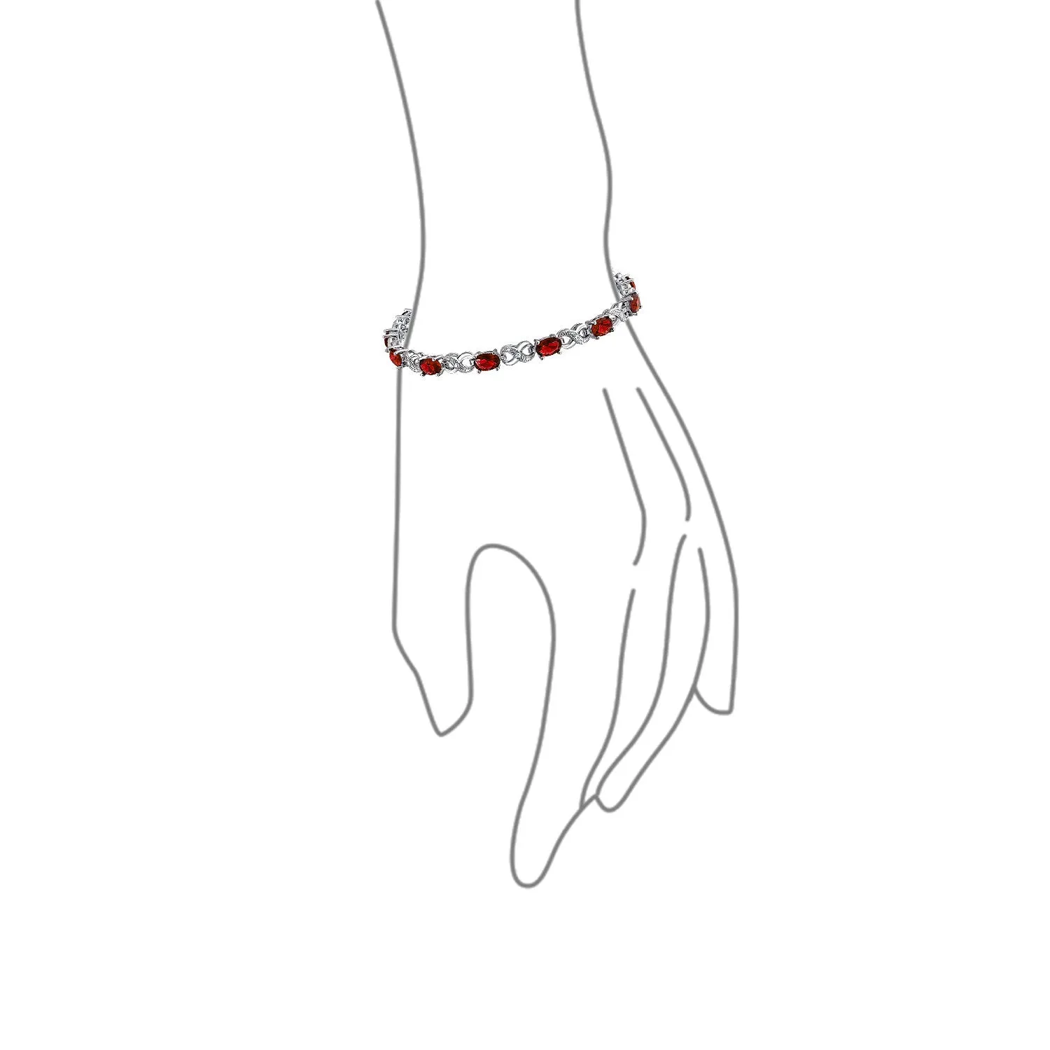 Green Red Oval CZ Tennis Bracelet in Silver Plated Finish