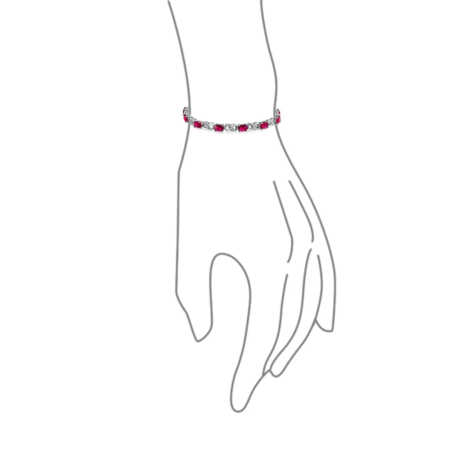 Green Red Oval CZ Tennis Bracelet in Silver Plated Finish