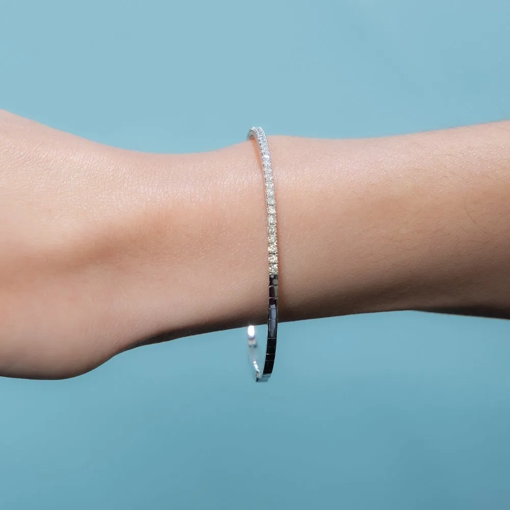HalfWay Flexible Diamond Thin Stackable Bangle Bracelet Cuff (1.00 ct.) in 14K Gold