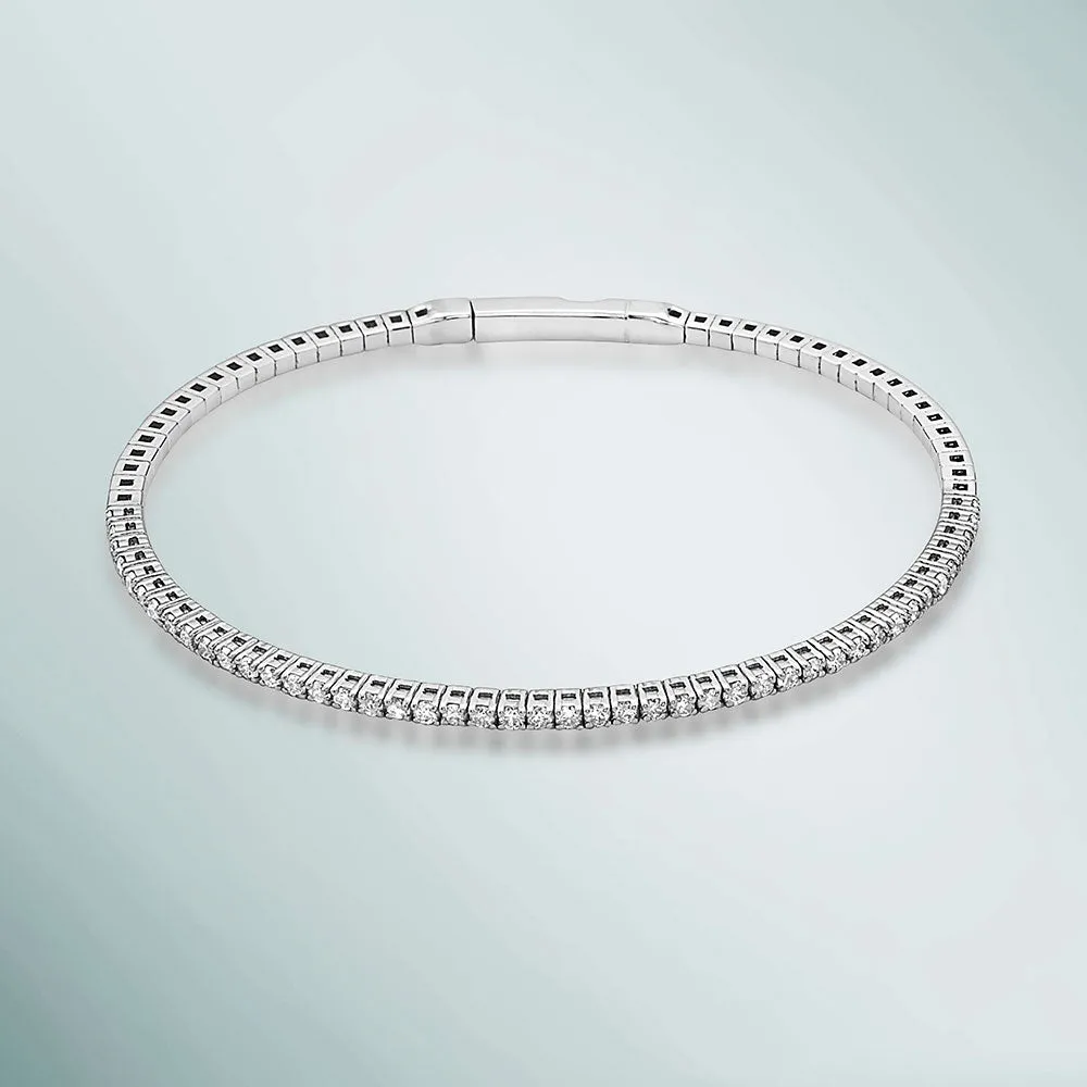 HalfWay Flexible Diamond Thin Stackable Bangle Bracelet Cuff (1.00 ct.) in 14K Gold