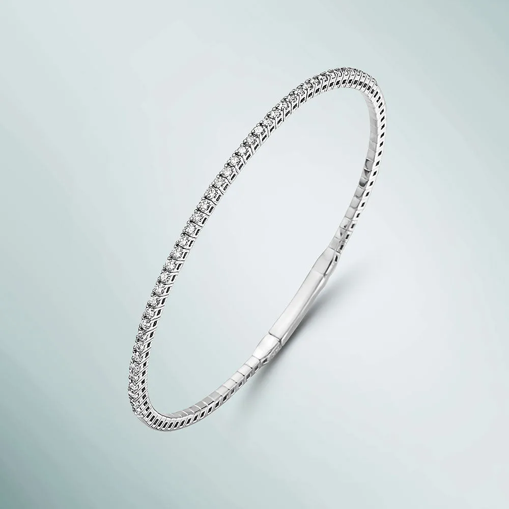 HalfWay Flexible Diamond Thin Stackable Bangle Bracelet Cuff (1.00 ct.) in 14K Gold