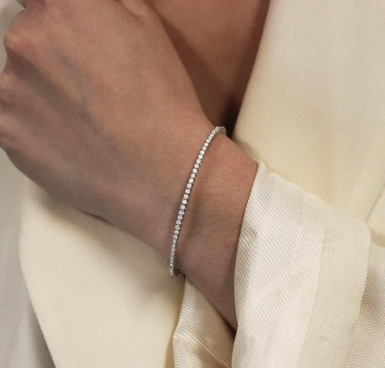 HalfWay Flexible Diamond Thin Stackable Bangle Bracelet Cuff (1.00 ct.) in 14K Gold