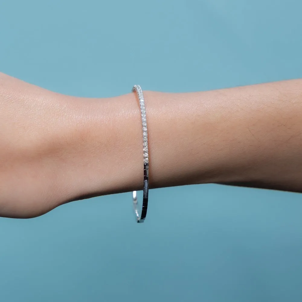HalfWay Flexible Diamond Thin Stackable Bangle Bracelet Cuff (1.00 ct.) in 14K Gold