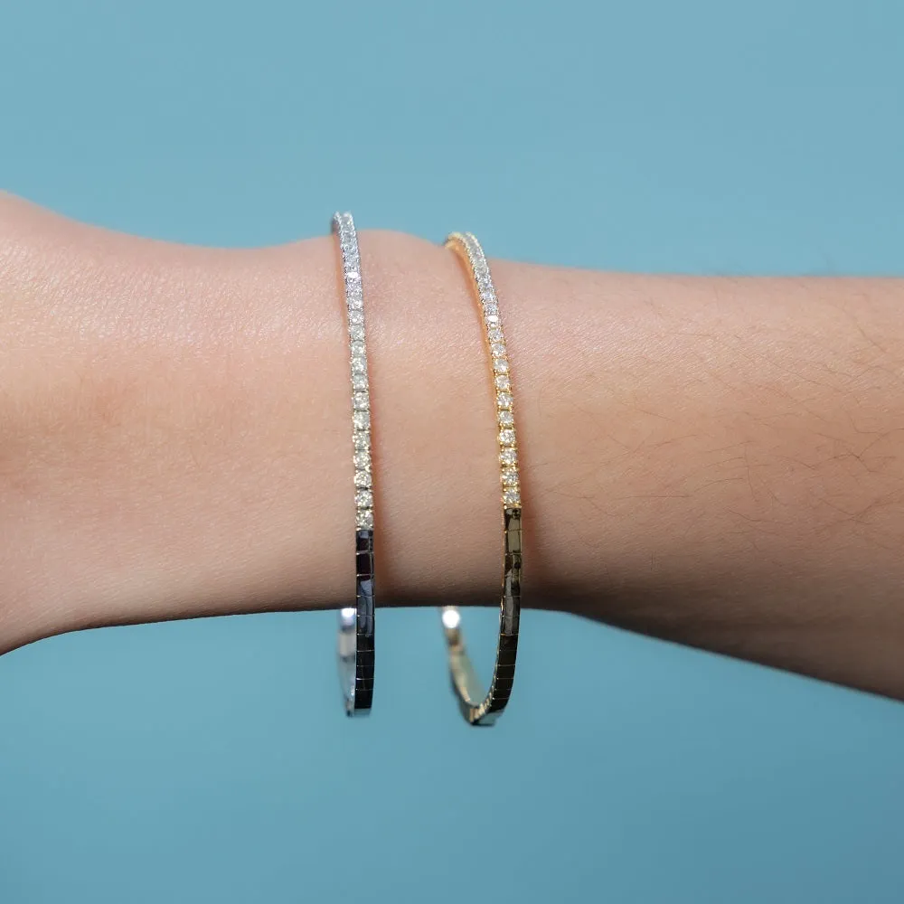HalfWay Flexible Diamond Thin Stackable Bangle Bracelet Cuff (1.00 ct.) in 14K Gold