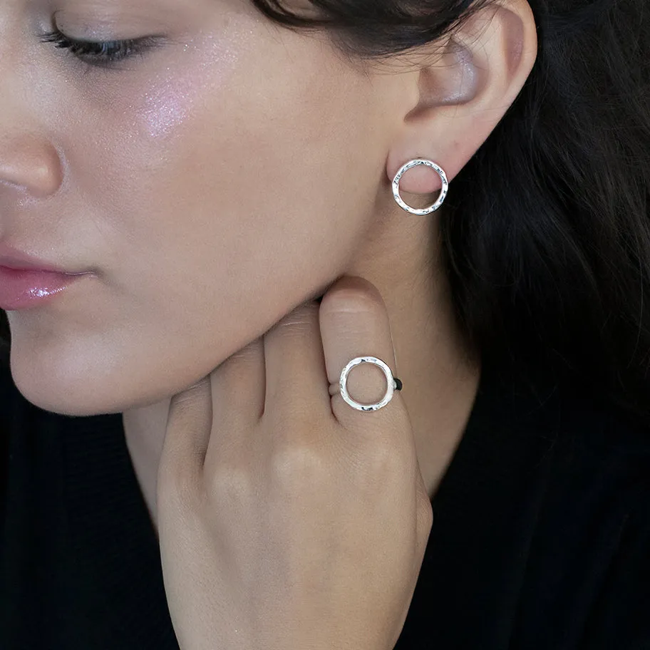 Hammered Silver Open Circle Ring