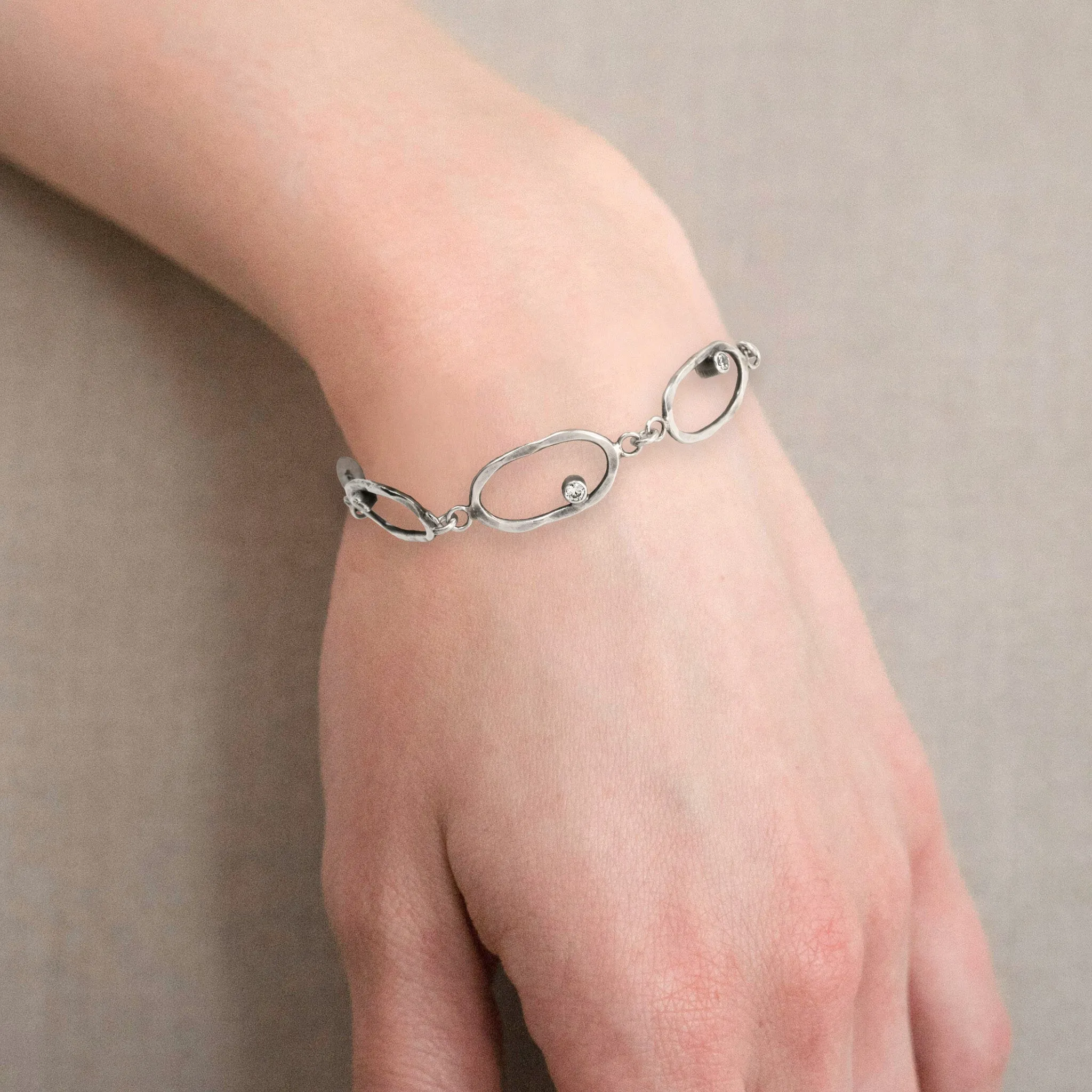 Hammered Sterling Link Bracelet