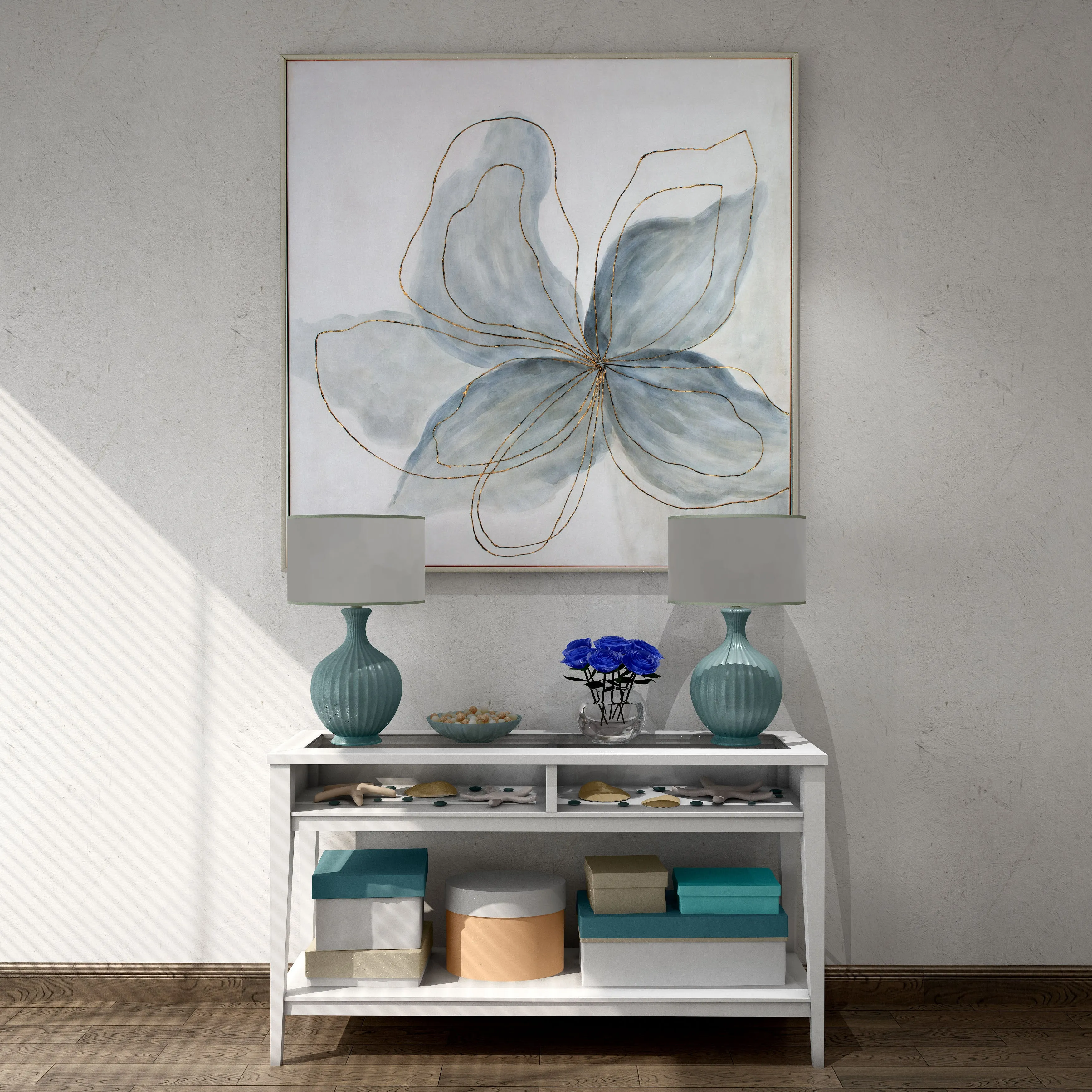 Hand painted flower wall art