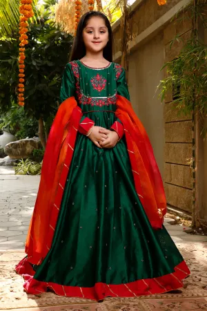 Handwork Embroidered Raw Silk Long Maxi | WC1920 | M3024
