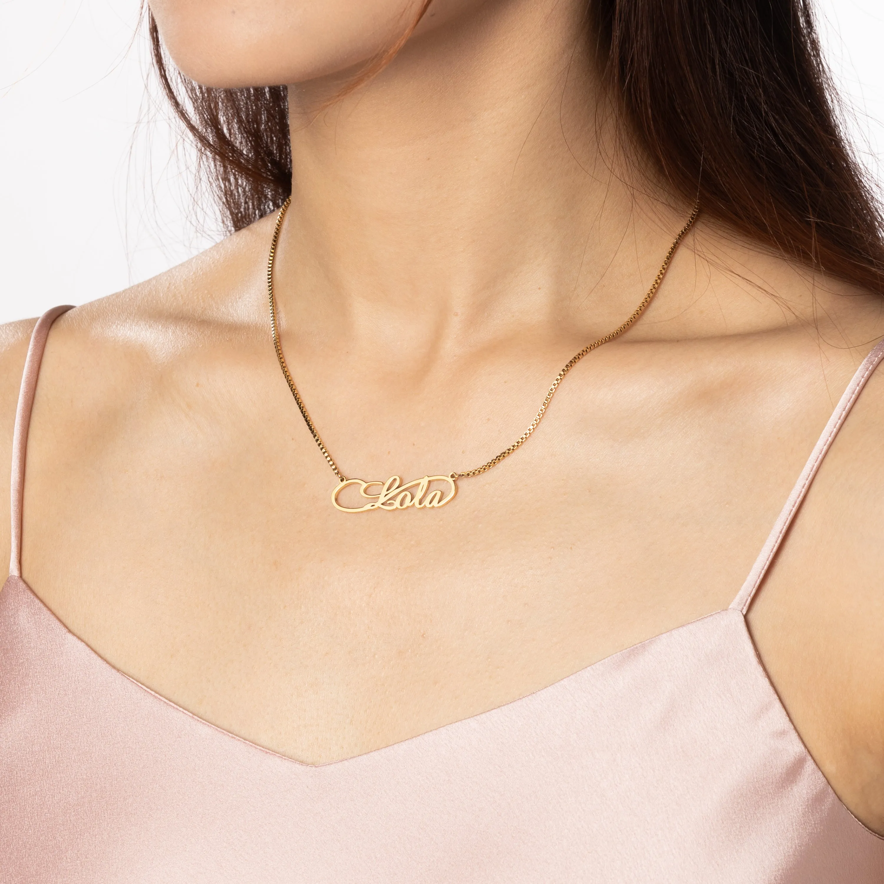 Infinite Name Necklace with Fine Link Chain
