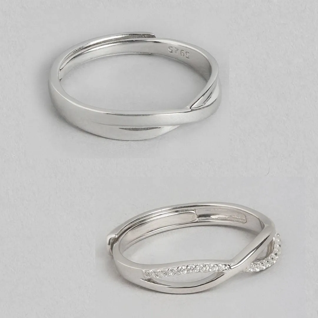 Infinity Bond Rhodium-Plated 925 Sterling Silver Ring (Adjustable)