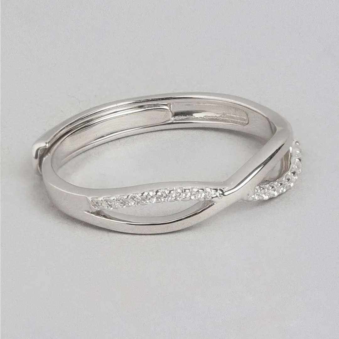 Infinity Bond Rhodium-Plated 925 Sterling Silver Ring (Adjustable)