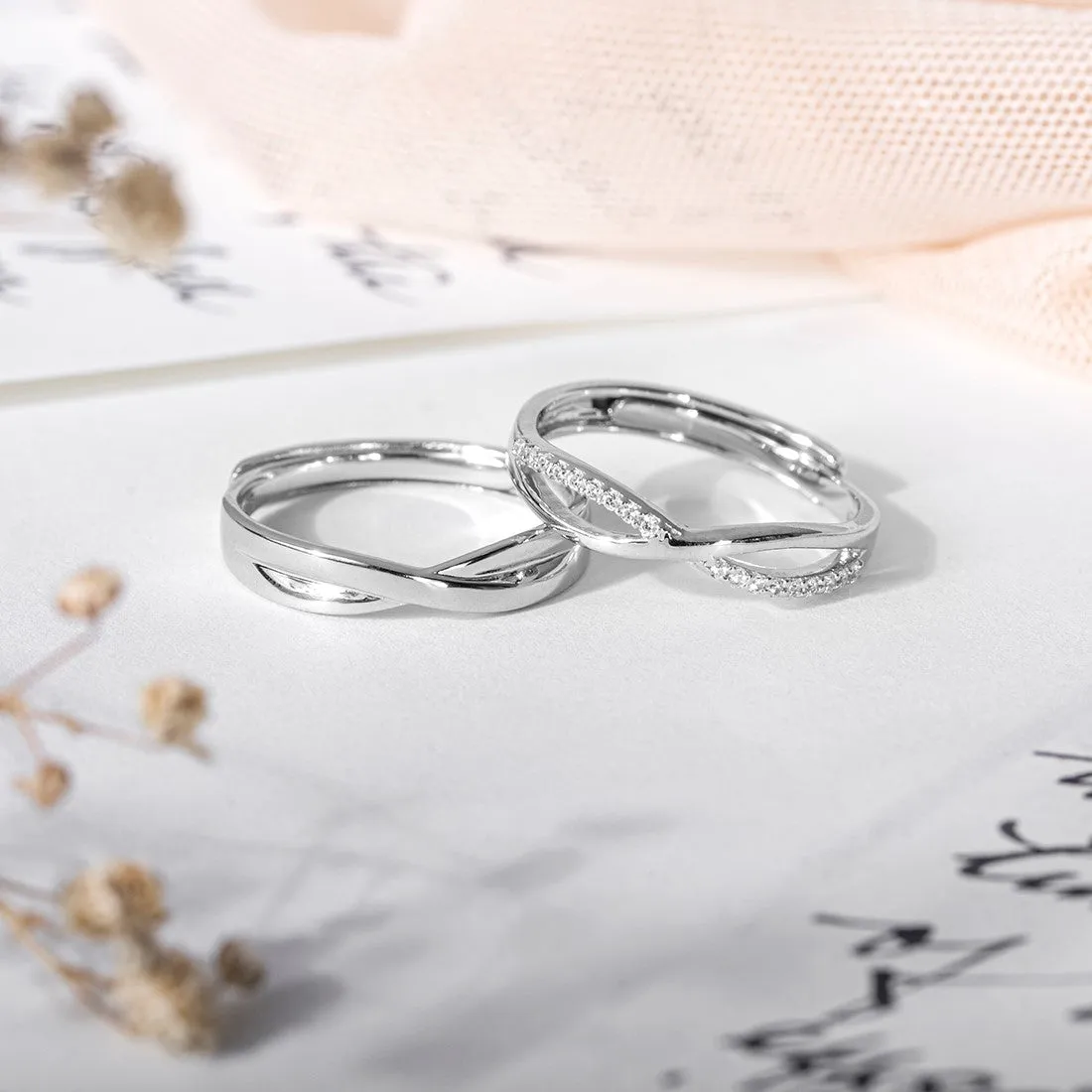 Infinity Bond Rhodium-Plated 925 Sterling Silver Ring (Adjustable)