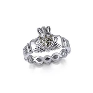 Infinity Claddagh Sterling Silver Ring with Marcasite TRI1903