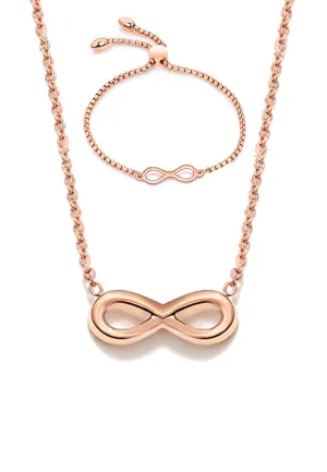 Infinity Endless Love Necklace with Bracelet Gift Bundle