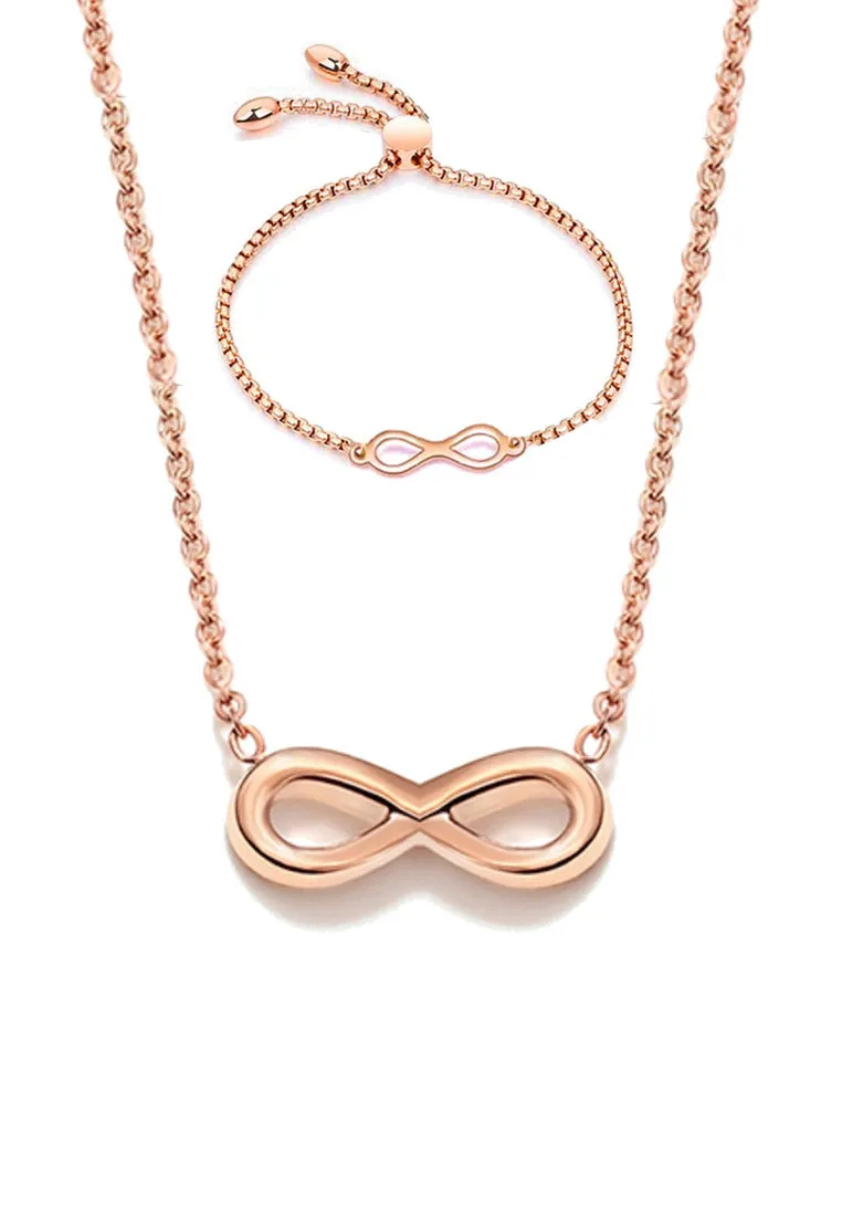 Infinity Endless Love Necklace with Bracelet Gift Bundle
