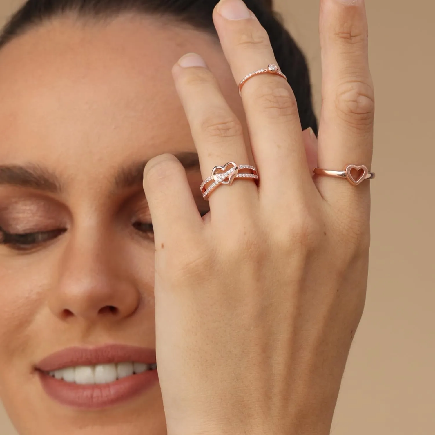 Infinity Heart Promise Ring Natural Diamond, Cubic Zirconia, Moissanite or Lab Grown Diamond Split Shank Engagement Ring for Women in 10K Solid Gold Or 14K Gold Over Sterling Silver Jewelry Gift for Her