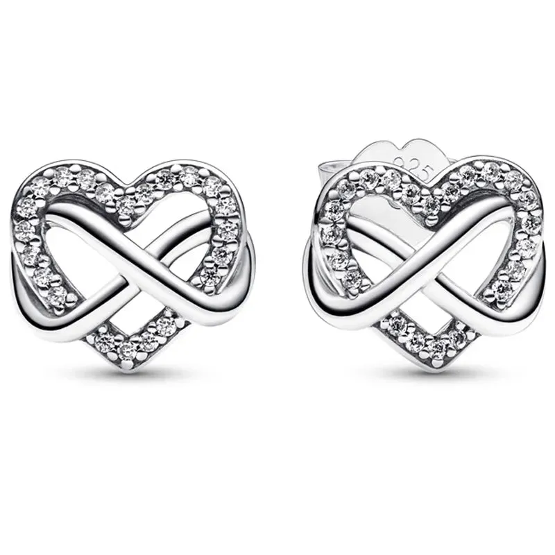 Infinity Heart Sterling Silver Stud Earrings