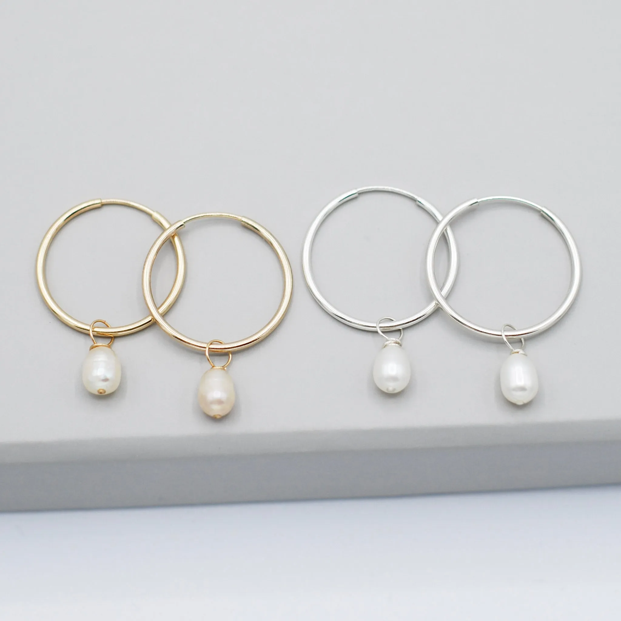 June Pearl Birthstone Endless Hoop Set