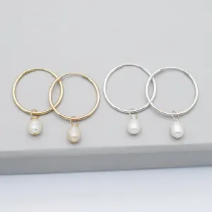 June Pearl Birthstone Endless Hoop Set