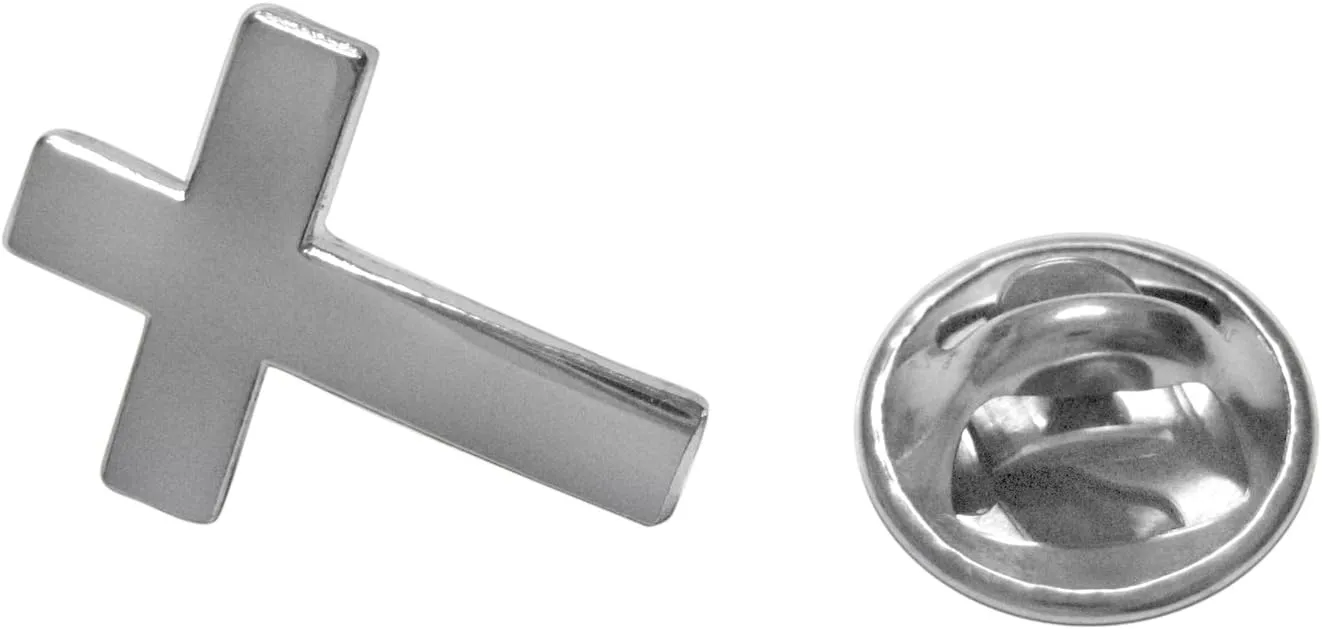 Kiola Designs Silver Toned Religious Cross Lapel Pin