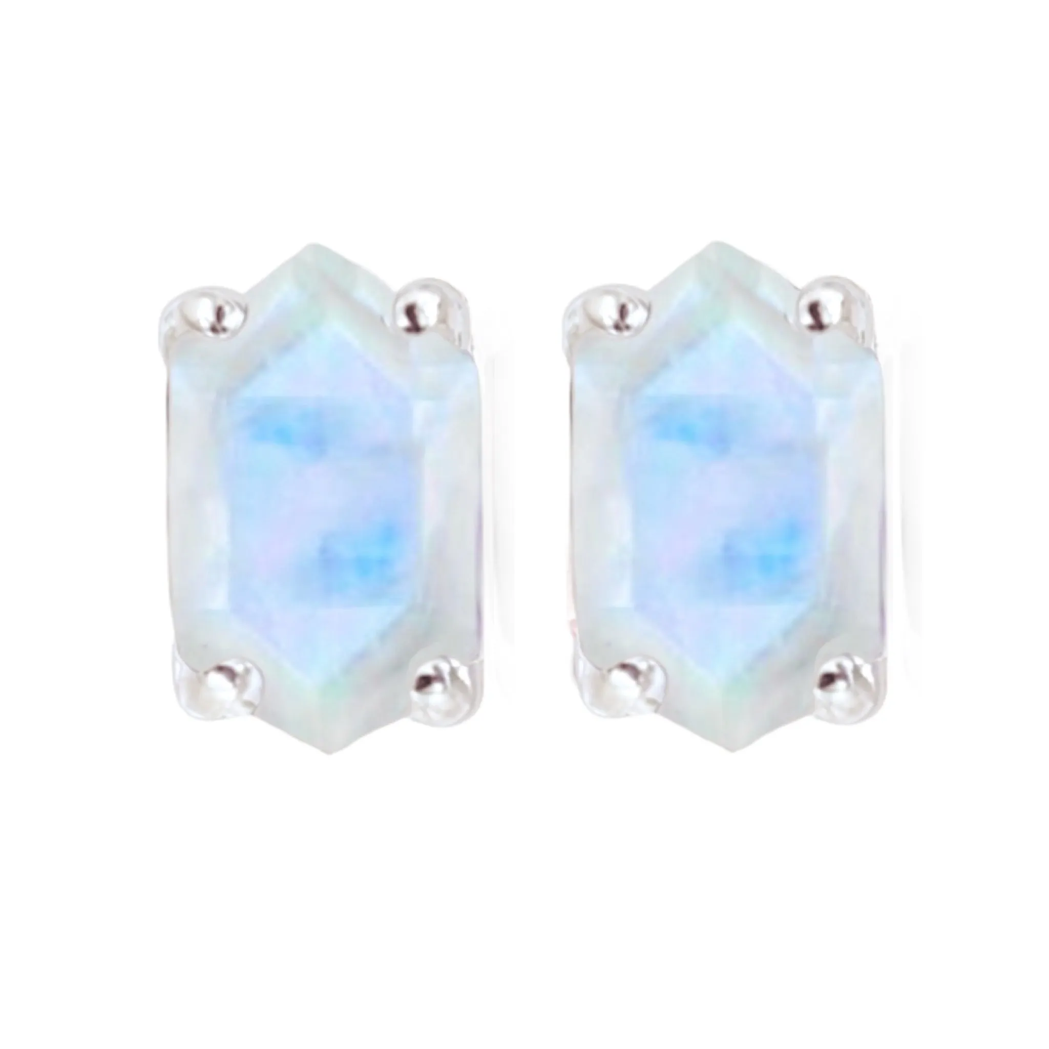 Laihas Hex Crystal Moonstone Stud Earrings