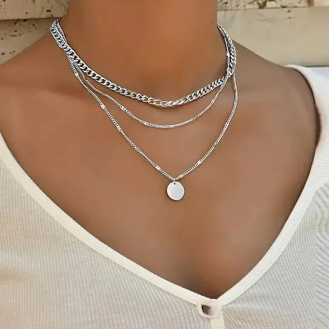 Layered Crystal Pearl Pendant Necklace