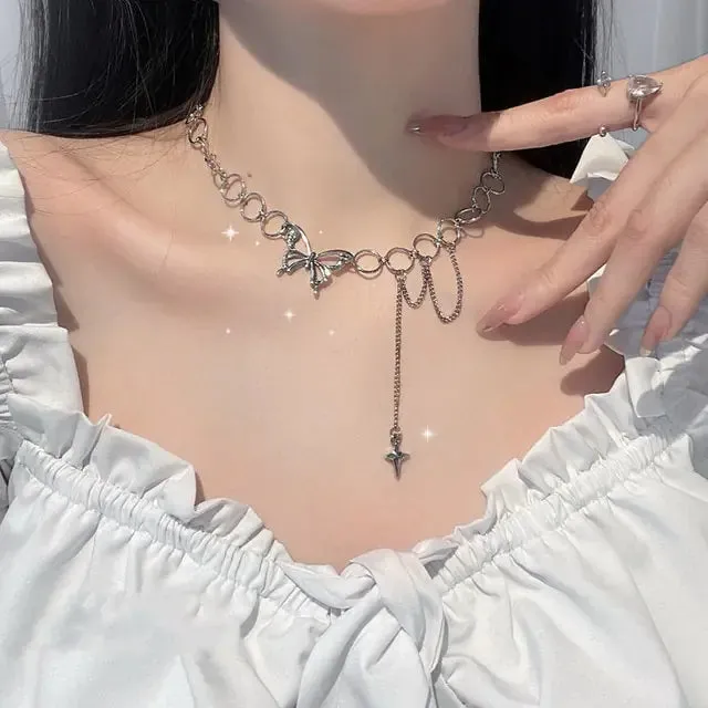 Layered Crystal Pearl Pendant Necklace
