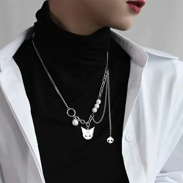 Layered Crystal Pearl Pendant Necklace