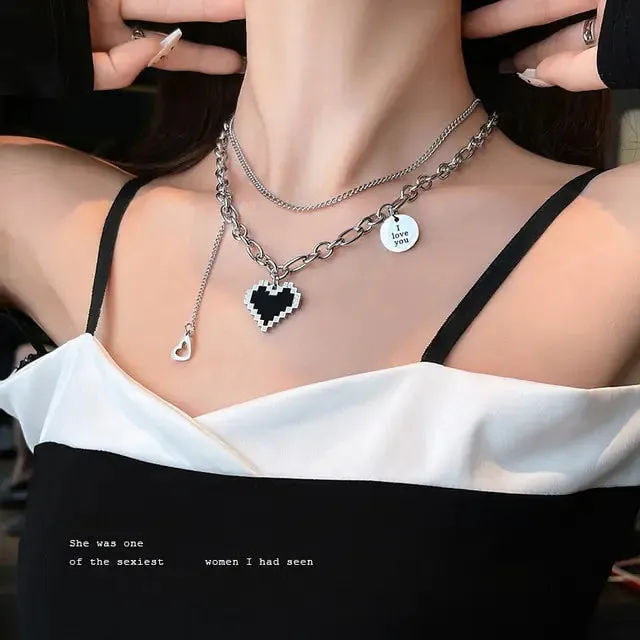 Layered Crystal Pearl Pendant Necklace