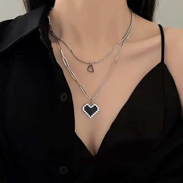 Layered Crystal Pearl Pendant Necklace