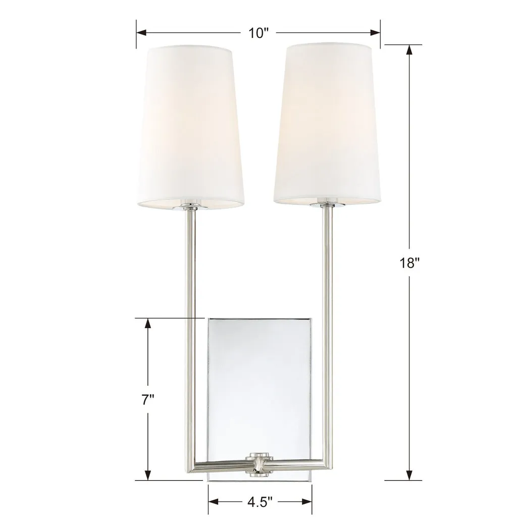 Lena 2 Light Polished Chrome Sconce