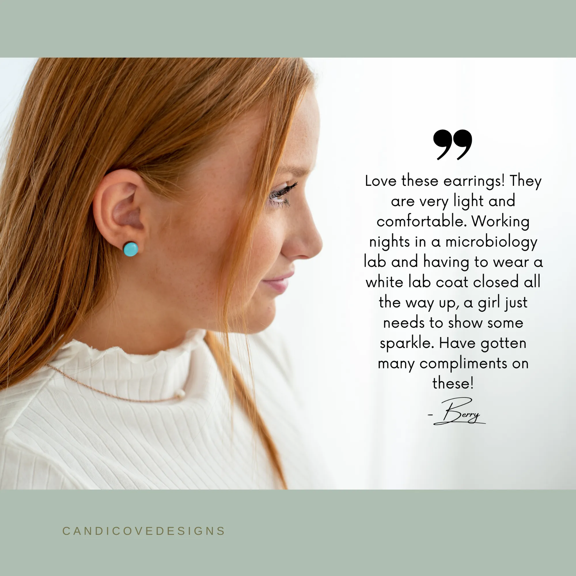 Light Mint and White Polka Dot Stud Earrings by Candi Cove Designs