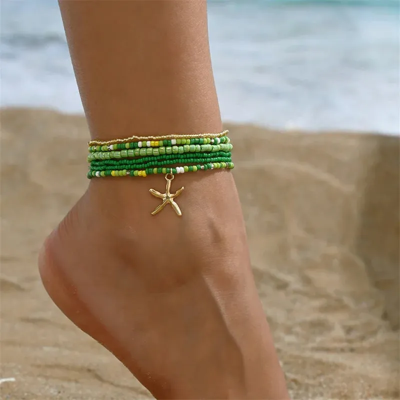 Luna Starfish Beaded Anklet