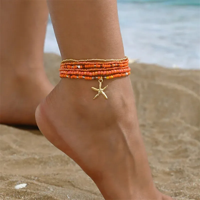 Luna Starfish Beaded Anklet