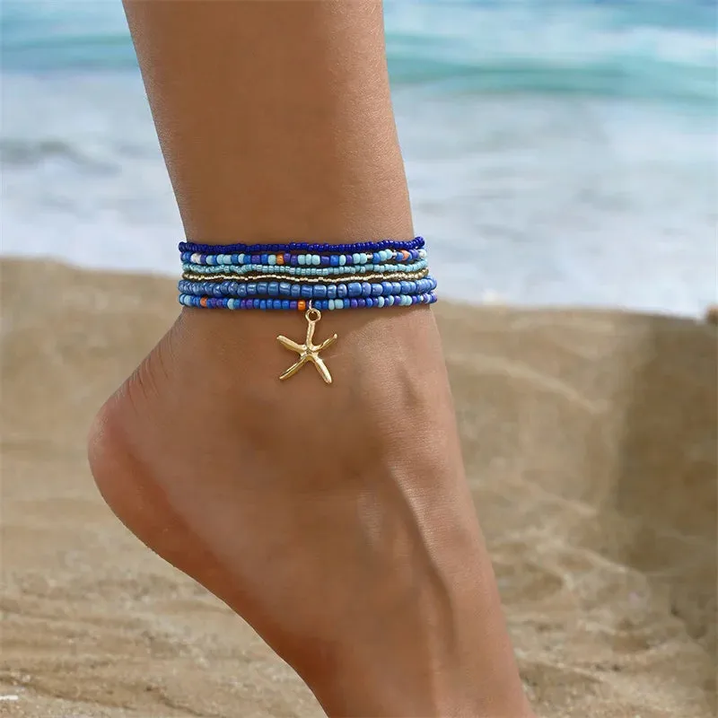 Luna Starfish Beaded Anklet