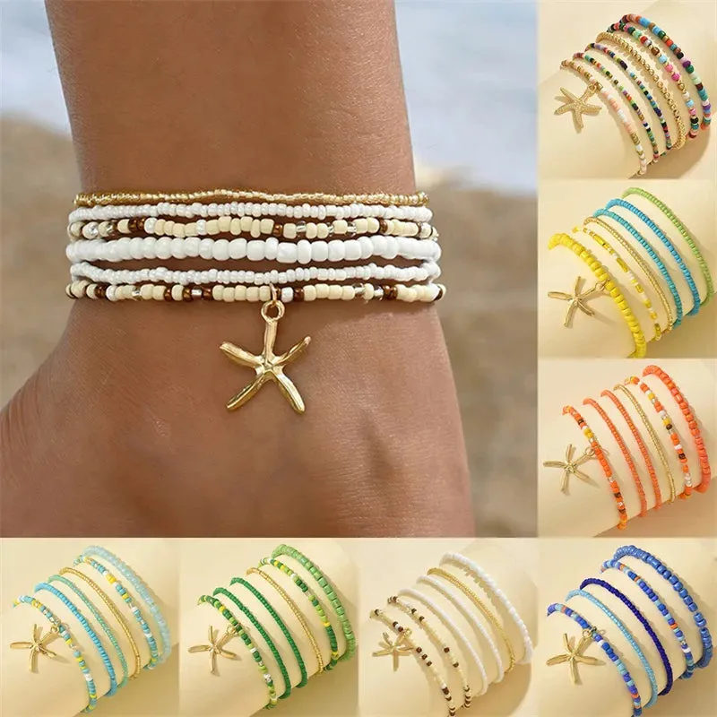 Luna Starfish Beaded Anklet