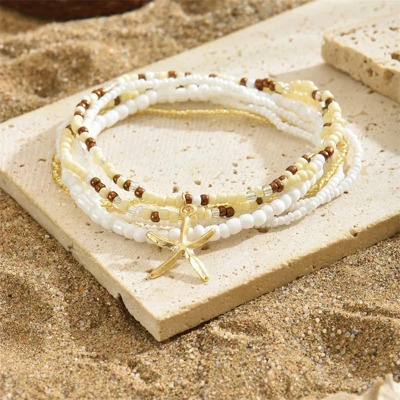 Luna Starfish Beaded Anklet