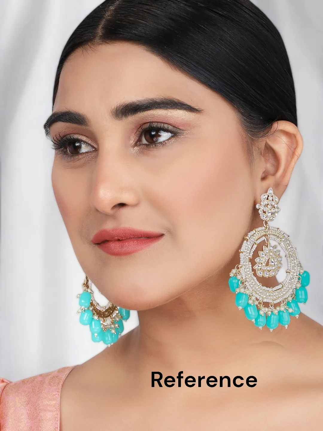 Meenakari Indian Gold Plated Jhumkas, Kundan Pearl beaded Earring Set
