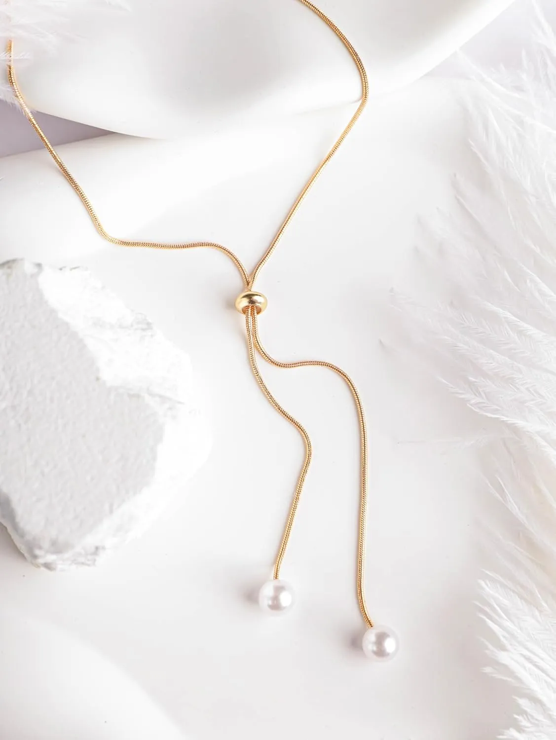 MINACHI Gold Plated Dainty Snake Chain Charm Y Necklace for Women, Trendy Simple Elegant Minimalist Fashion Jewelry Gift for Women