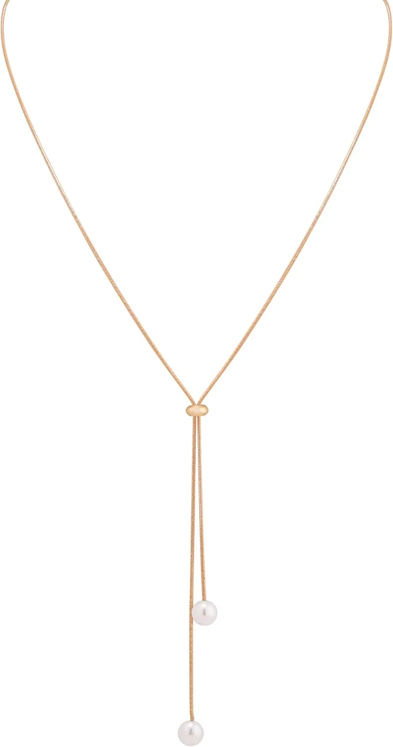 MINACHI Gold Plated Dainty Snake Chain Charm Y Necklace for Women, Trendy Simple Elegant Minimalist Fashion Jewelry Gift for Women