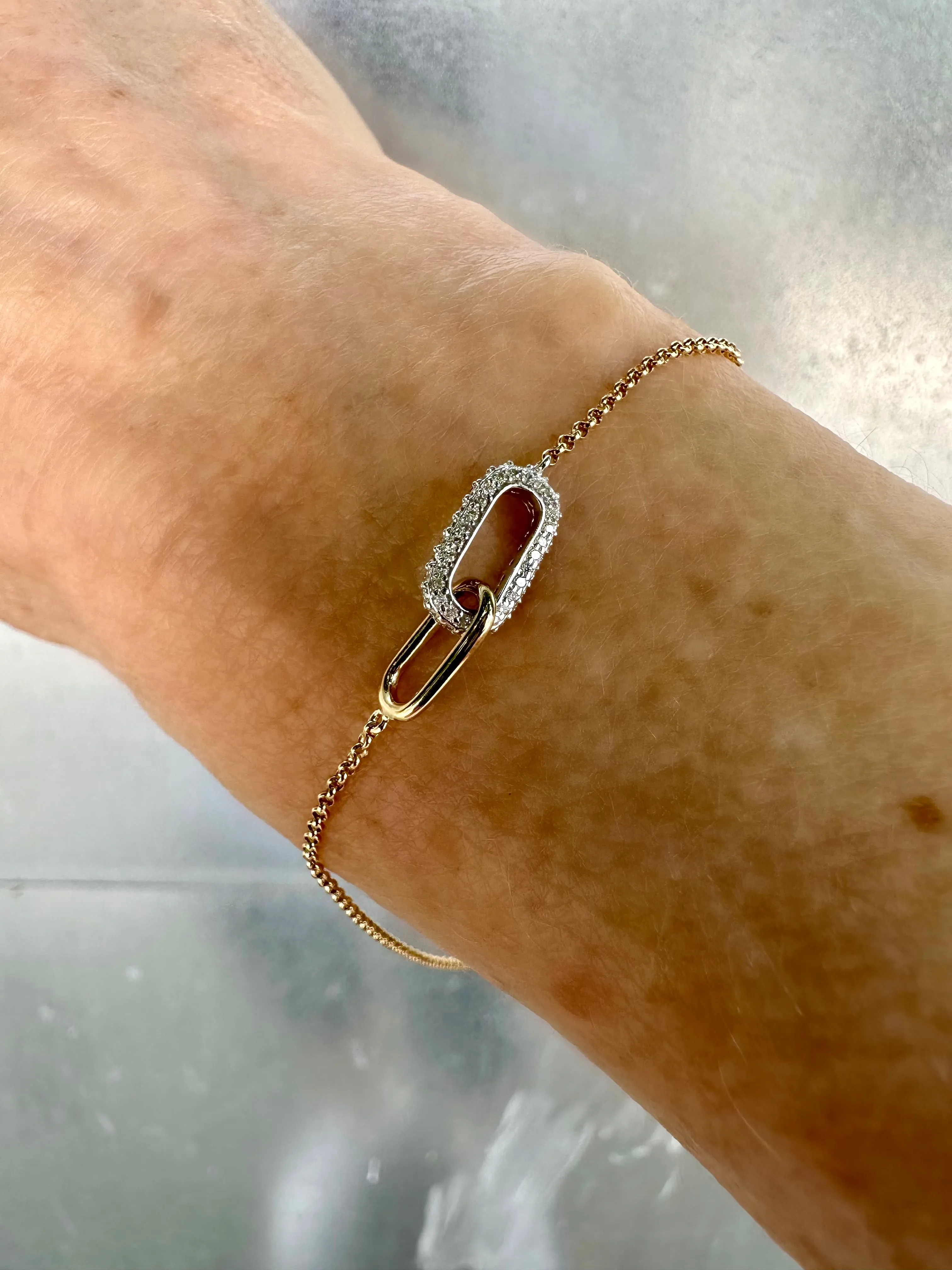 Mini Diamond   Gold Legend Linked Bracelet