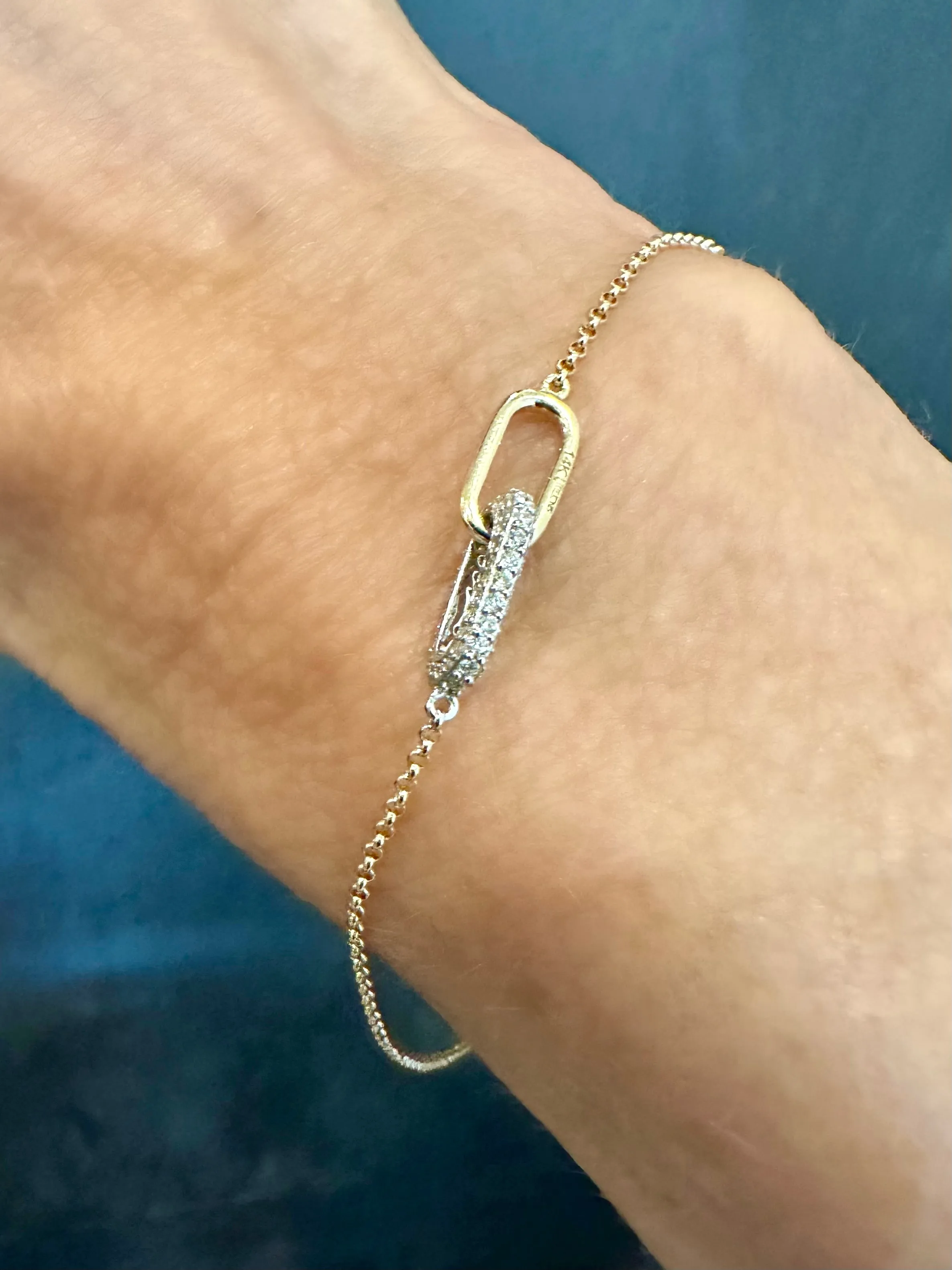 Mini Diamond   Gold Legend Linked Bracelet