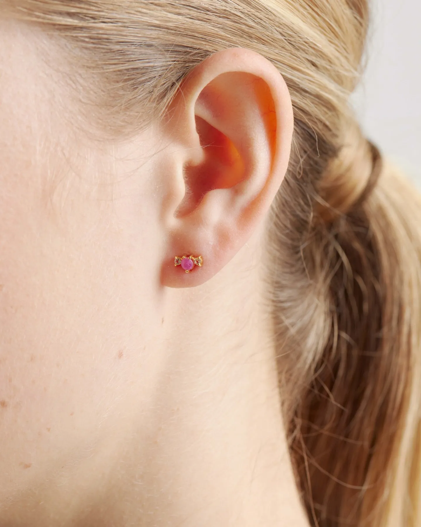 Mini Triple Stone Gemma Studs