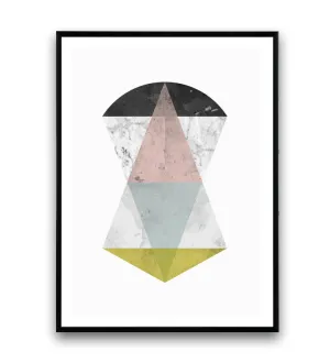 Minimalist geometric abstract print with marble texture