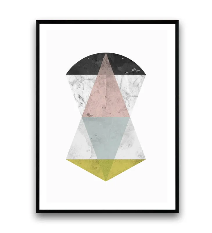 Minimalist geometric abstract print with marble texture