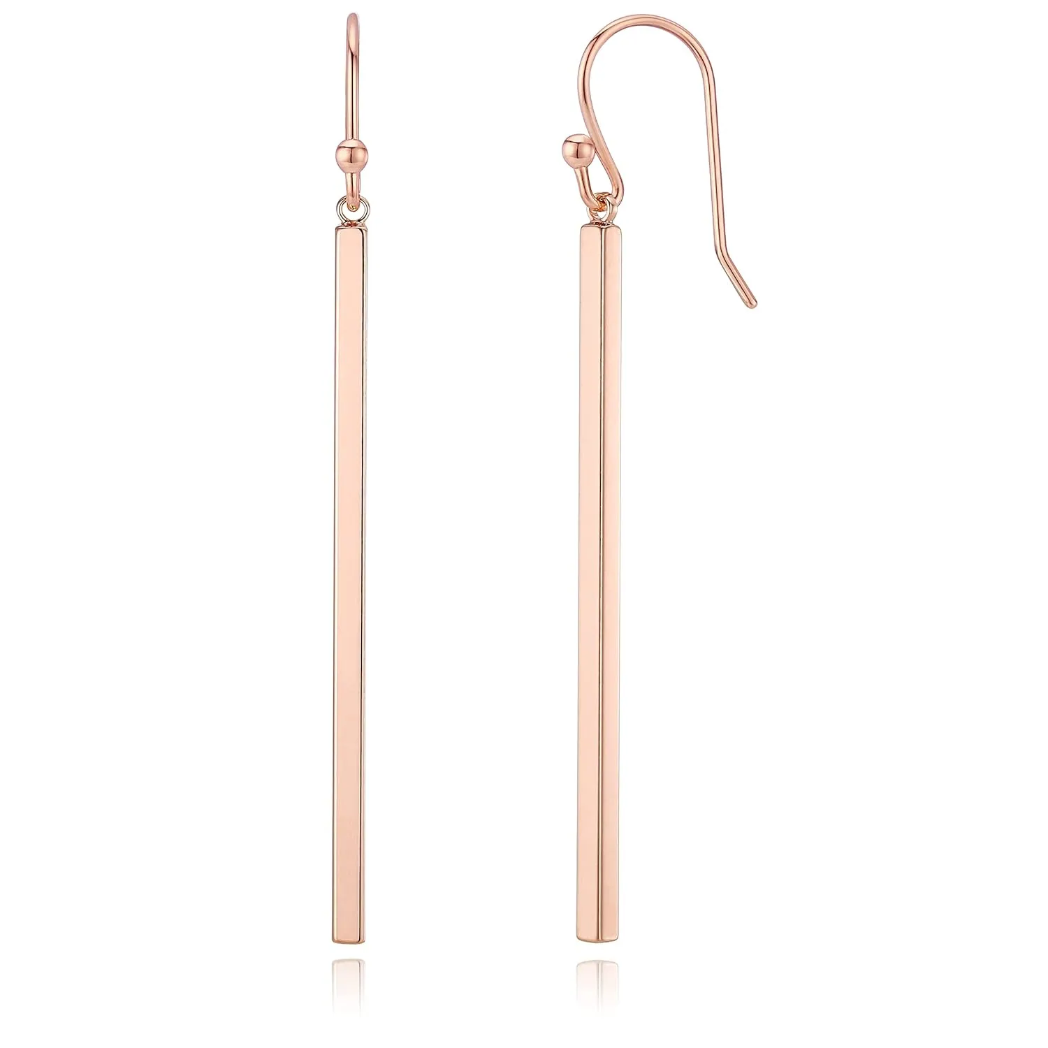 Minimalist Rose Gold Plated Long Vertical Bar Drop Earrings - Hypoallergenic, Versatile Geometric Design Fashion Jewelry for Women by MJLULU