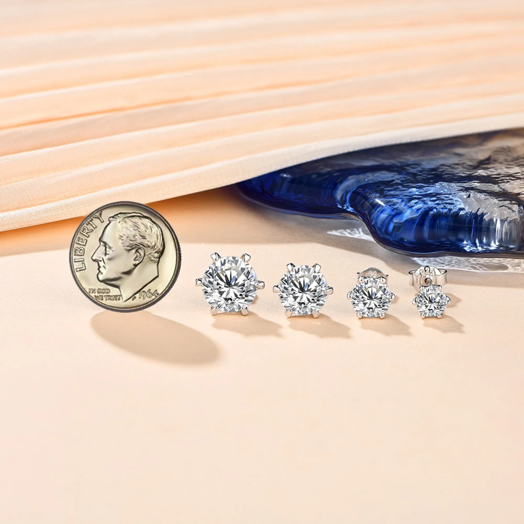 Moissanite Earring Studs 3ct, Solid 925 Sterling Silver Earrings
